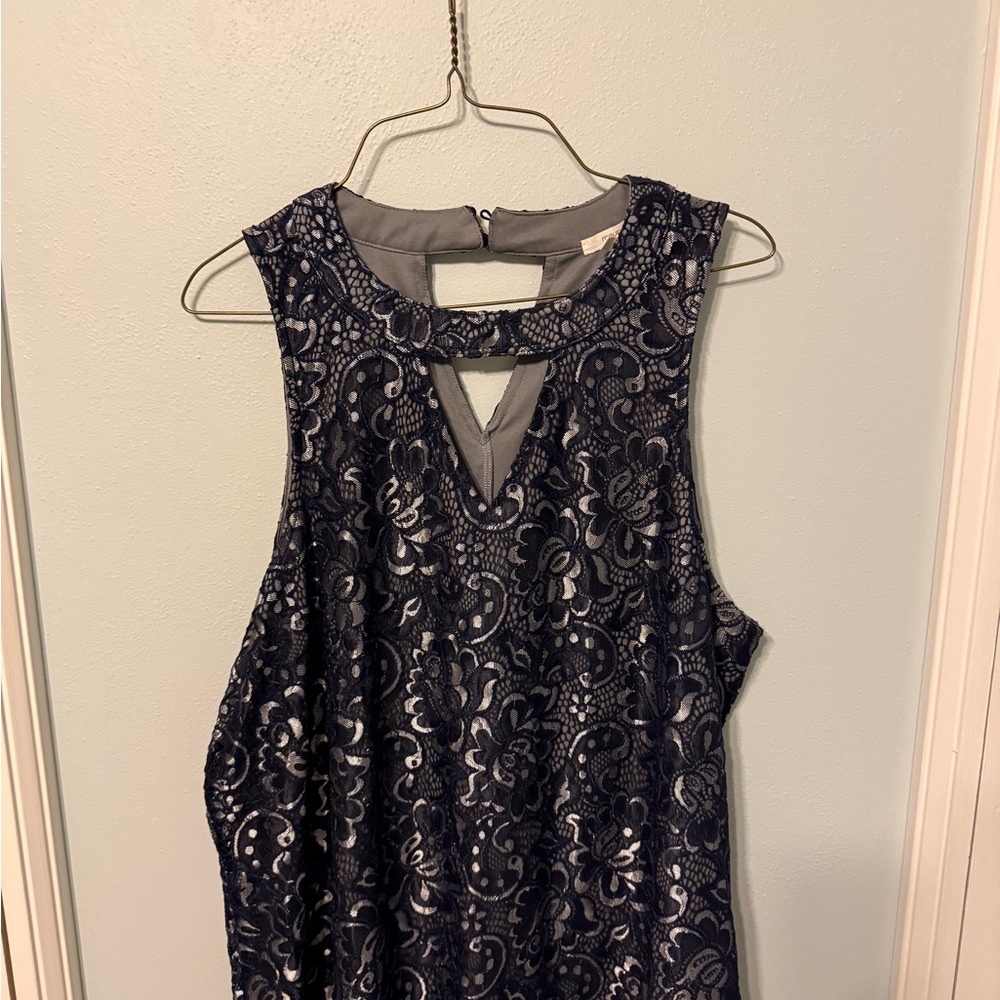 Maurices Navy and Silver Lace Blouse